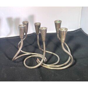 Pair of Carl Christiansen CC Denmark Silverplate Candle Holders MCM Vintage